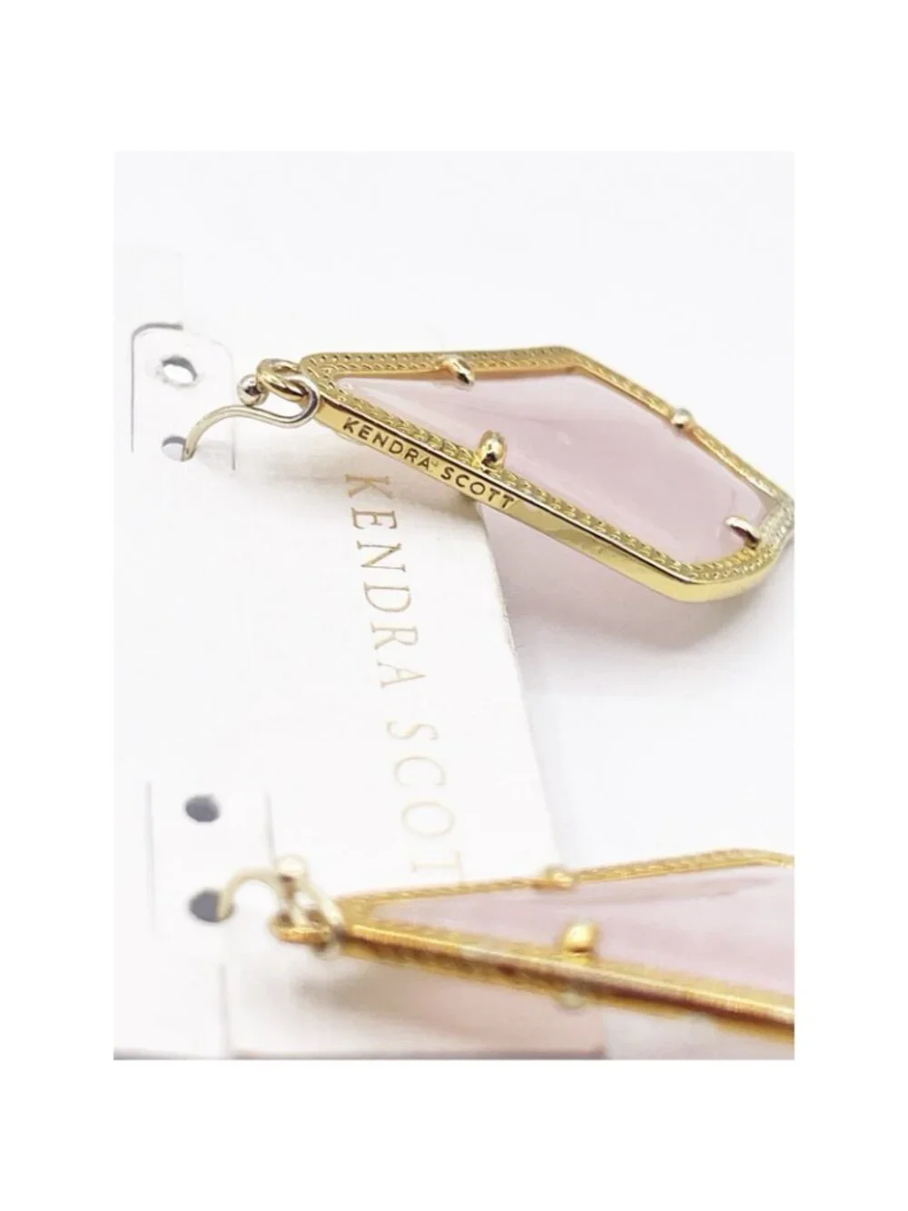 New Kendra Scott Alex Dangle Earrings In Gold Tone Rose Quartz Gift For Her